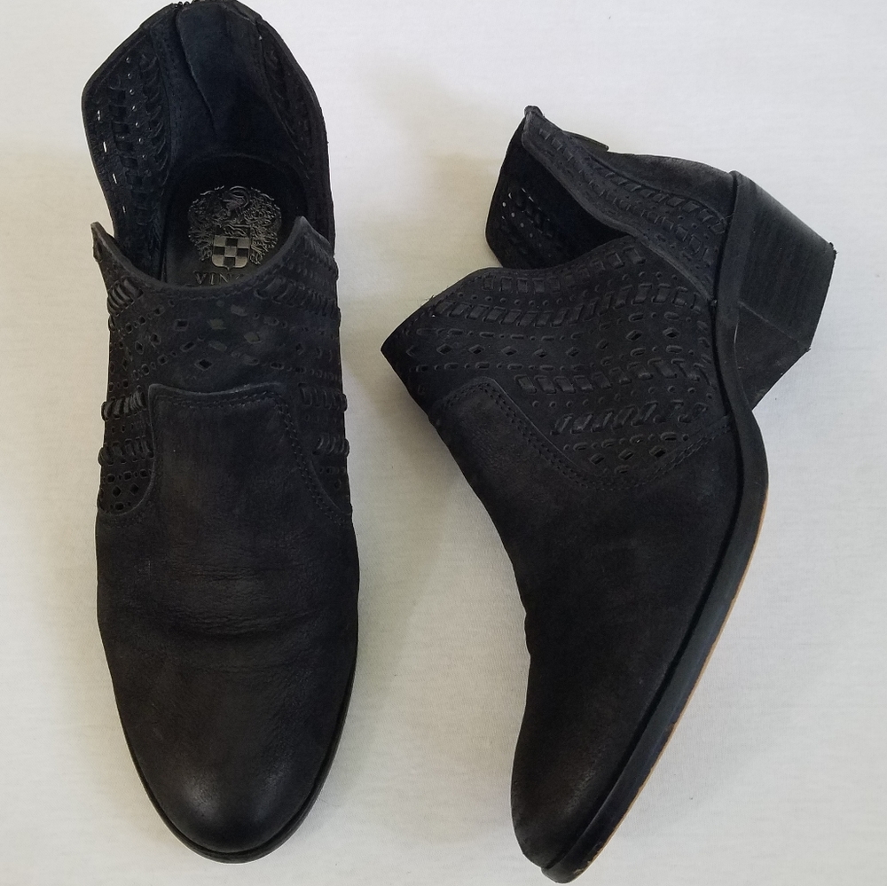 Black Suede Cutout Ankle Boots - Women's